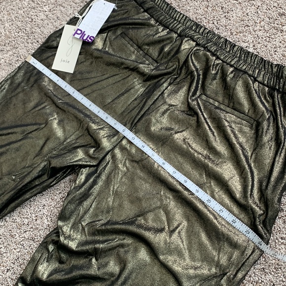 Joie Wide Leg Glitter Gold Sparkle Pant Trousers Elastic Waist - Picture 10 of 13